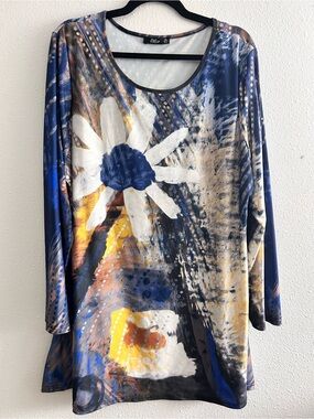 Lily Blue & Yellow Floral Long-Sleeve Top